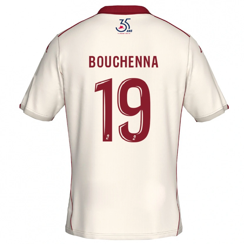 Danxen Kvinder Mohamed-Amine Bouchenna #19 Hvid Burgundy Udebane Spillertrøjer 2025/26 Trøje T-Shirt
