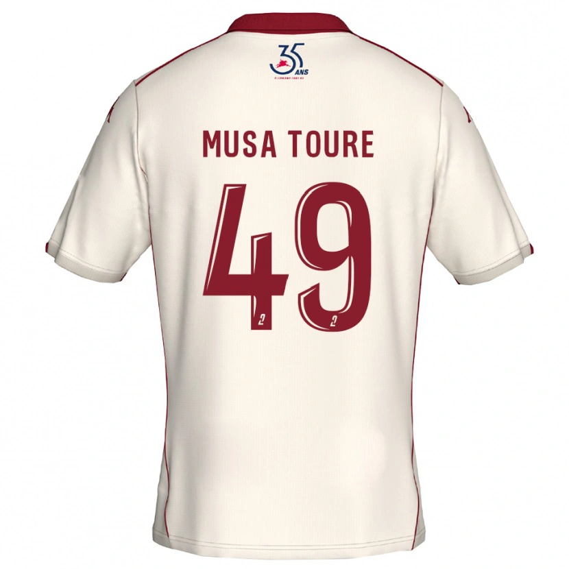 Danxen Kvinder Musa Toure #49 Hvid Burgundy Udebane Spillertrøjer 2025/26 Trøje T-Shirt