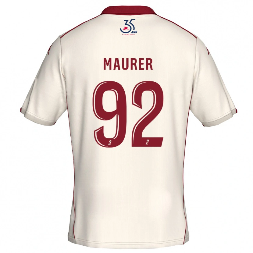 Danxen Kvinder Aïman Maurer #92 Hvid Burgundy Udebane Spillertrøjer 2025/26 Trøje T-Shirt