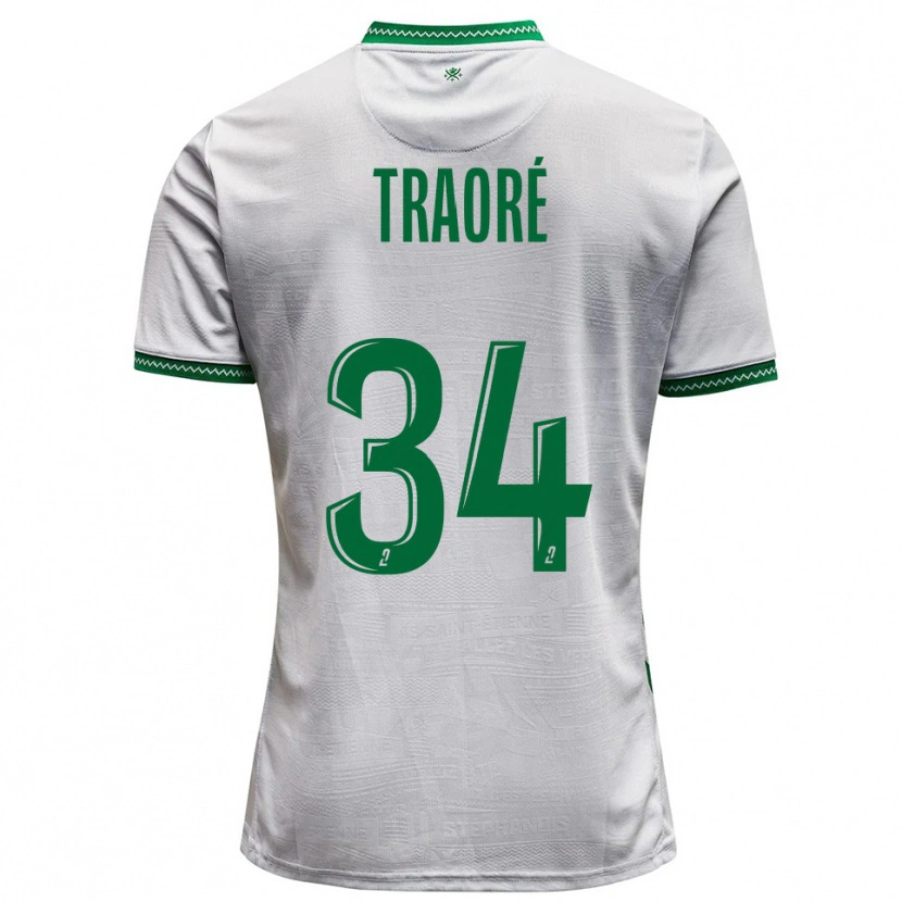 Danxen Kvinder Lassana Traoré #34 Hvid Grøn Udebane Spillertrøjer 2025/26 Trøje T-Shirt