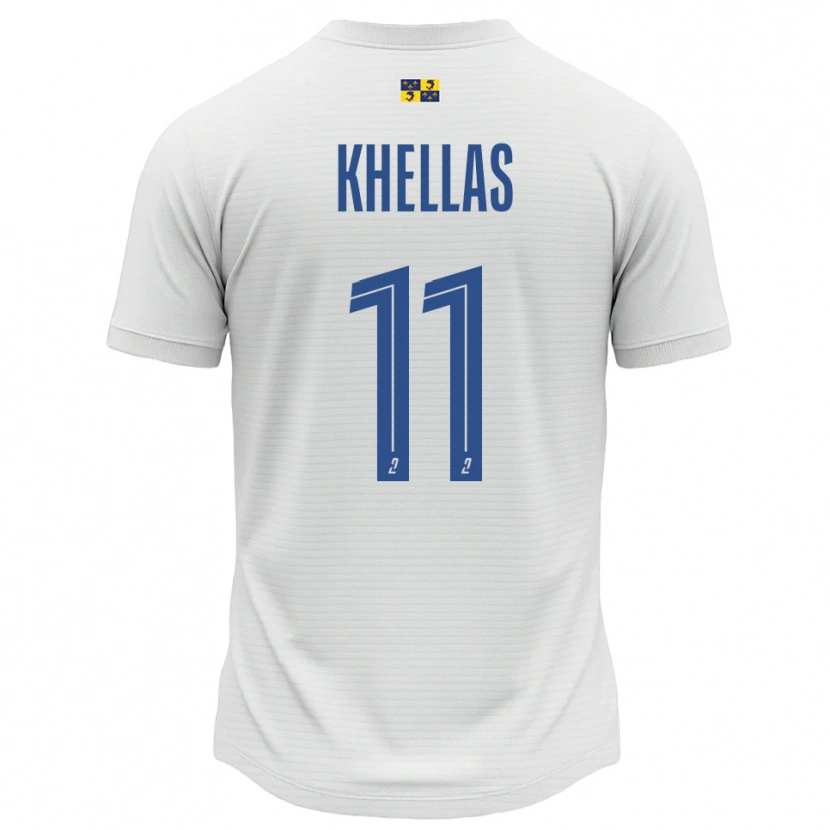 Danxen Kvinder Armelle Khellas #11 Hvid Blå Udebane Spillertrøjer 2025/26 Trøje T-Shirt