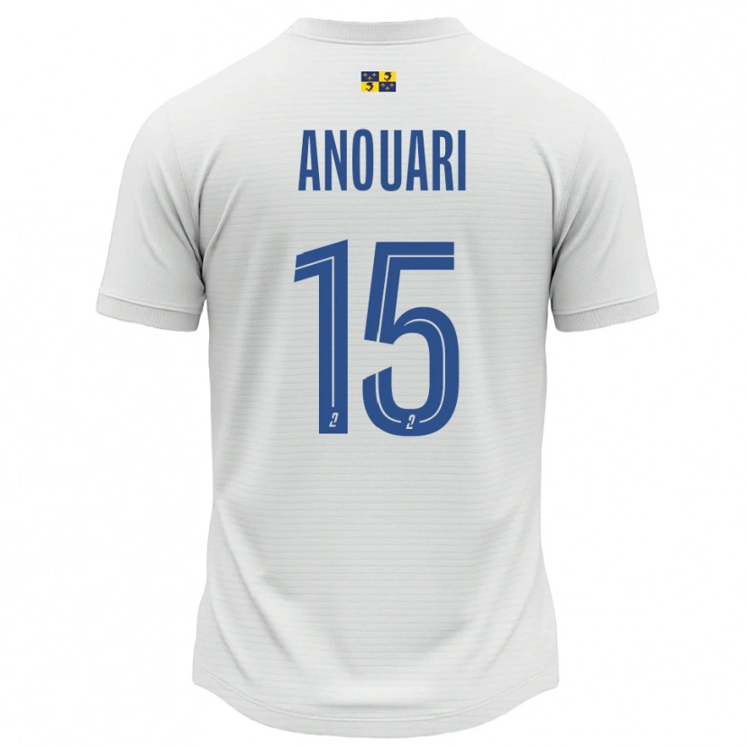 Danxen Kvinder Naël Anouari #15 Hvid Blå Udebane Spillertrøjer 2025/26 Trøje T-Shirt