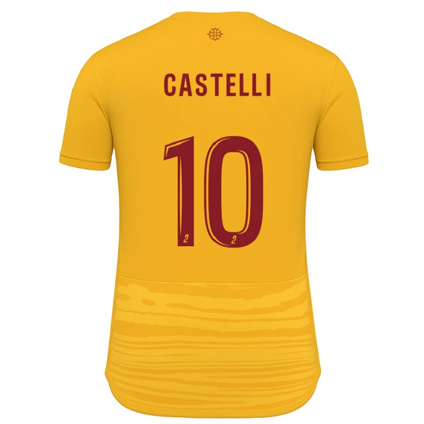 Danxen Kvinder Fabio Castelli #10 Orange Burgundy Udebane Spillertrøjer 2025/26 Trøje T-Shirt
