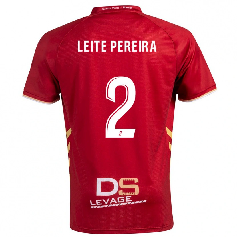 Danxen Kvinder Matéo Leite Pereira #2 Burgundy Guld Udebane Spillertrøjer 2025/26 Trøje T-Shirt