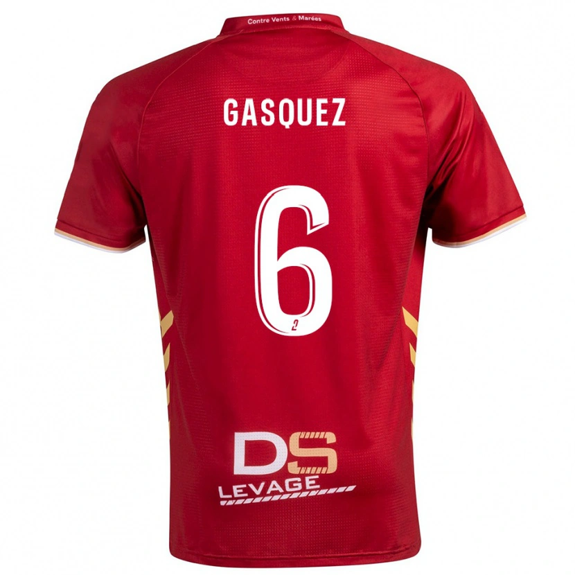 Danxen Kvinder Isaac Gasquez #6 Burgundy Guld Udebane Spillertrøjer 2025/26 Trøje T-Shirt