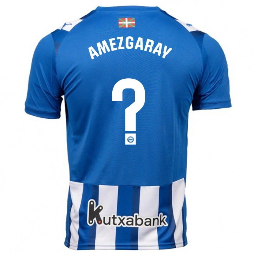 Danxen Børn Ander Amezgaray #0 Blå Hvid Hjemmebane Spillertrøjer 2025/26 Trøje T-Shirt