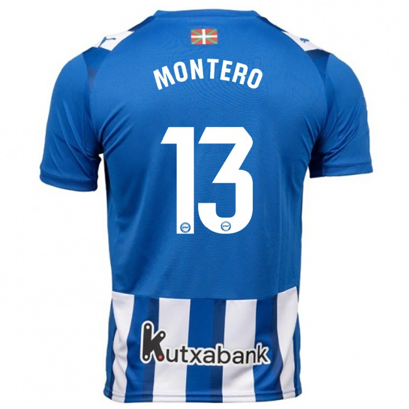 Danxen Børn Rubén Montero #13 Blå Hvid Hjemmebane Spillertrøjer 2025/26 Trøje T-Shirt