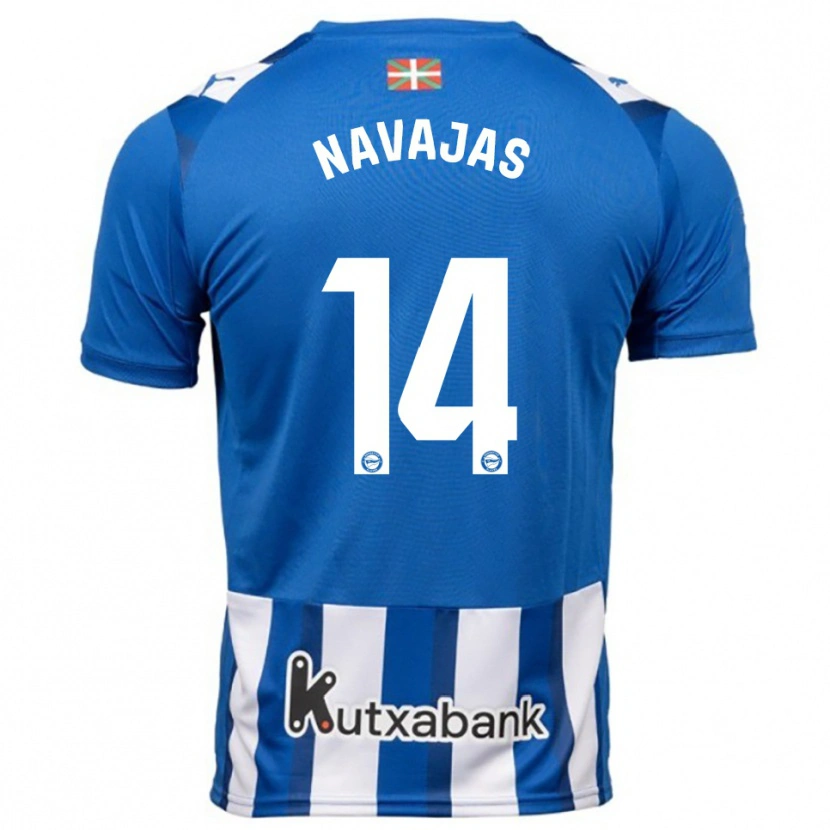 Danxen Børn Laura Navajas #14 Blå Hvid Hjemmebane Spillertrøjer 2025/26 Trøje T-Shirt