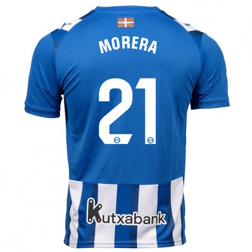 Danxen Børn Carla Morera #21 Blå Hvid Hjemmebane Spillertrøjer 2025/26 Trøje T-Shirt