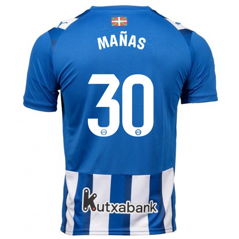 Danxen Børn Aitor Mañas #30 Blå Hvid Hjemmebane Spillertrøjer 2025/26 Trøje T-Shirt