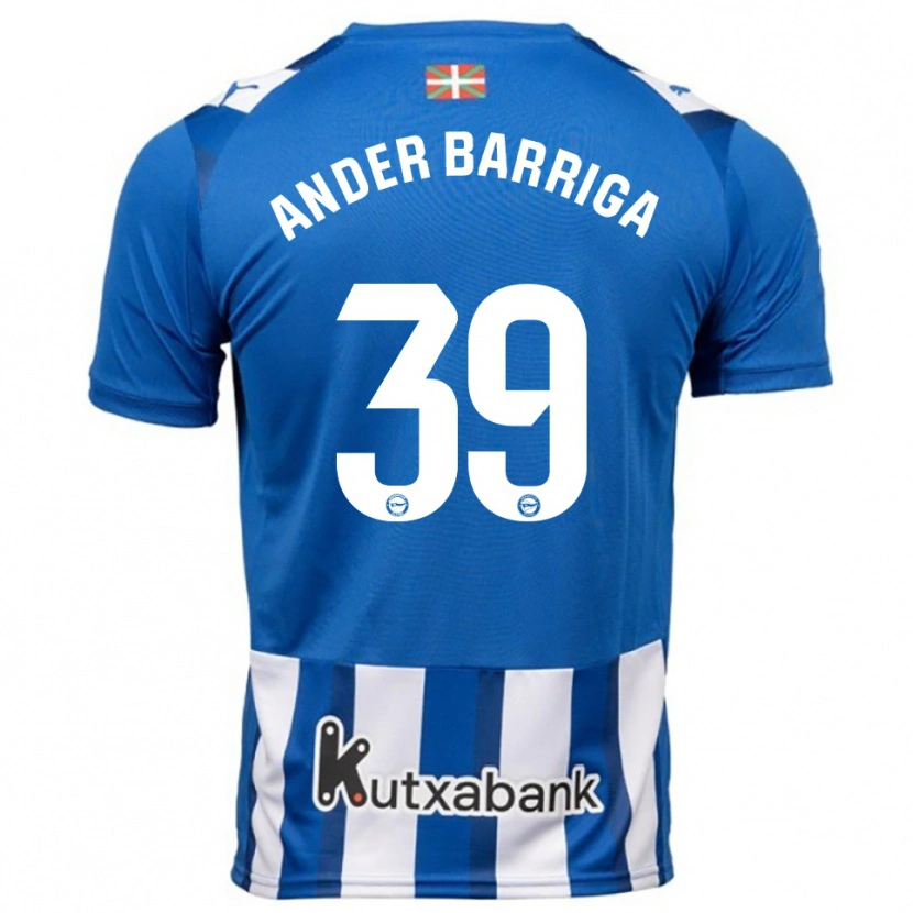 Danxen Børn Jon Ander Barriga #39 Blå Hvid Hjemmebane Spillertrøjer 2025/26 Trøje T-Shirt