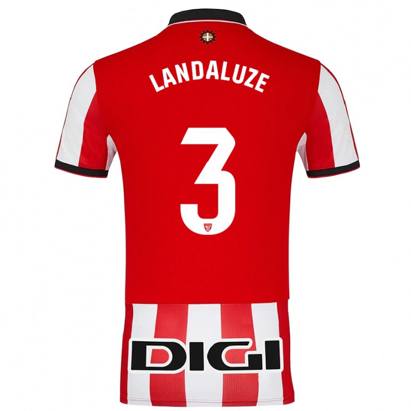 Danxen Børn Naia Landaluze Marquínez #3 Rød Hvid Hjemmebane Spillertrøjer 2025/26 Trøje T-Shirt