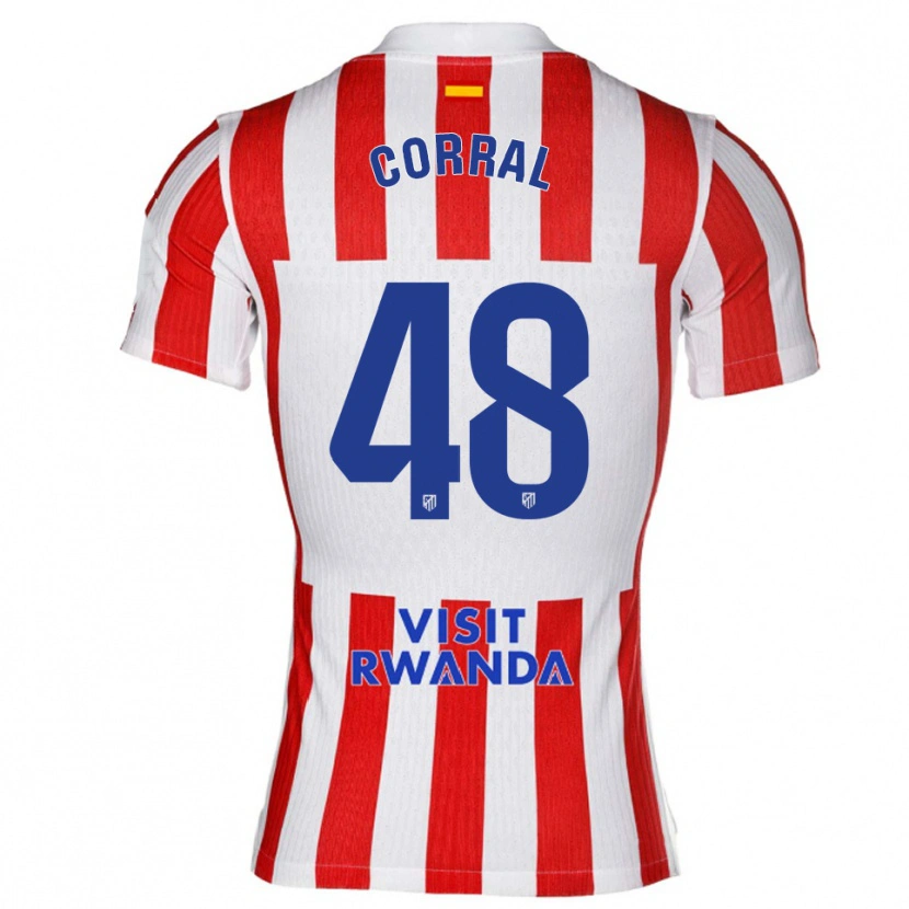Danxen Børn Adrián Corral #48 Rød Hvid Hjemmebane Spillertrøjer 2025/26 Trøje T-Shirt