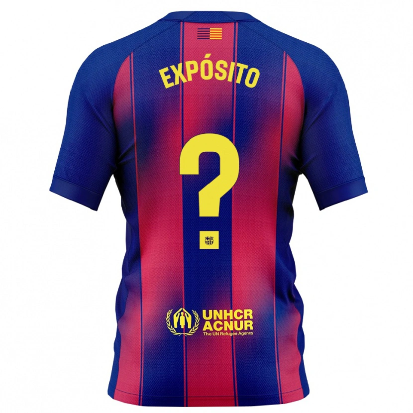 Danxen Børn Raúl Expósito #0 Blå Rød Hjemmebane Spillertrøjer 2025/26 Trøje T-Shirt