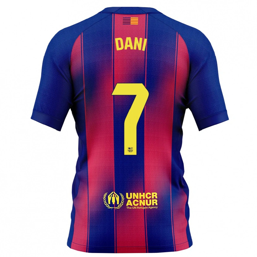 Danxen Børn Dani Rodríguez #7 Blå Rød Hjemmebane Spillertrøjer 2025/26 Trøje T-Shirt