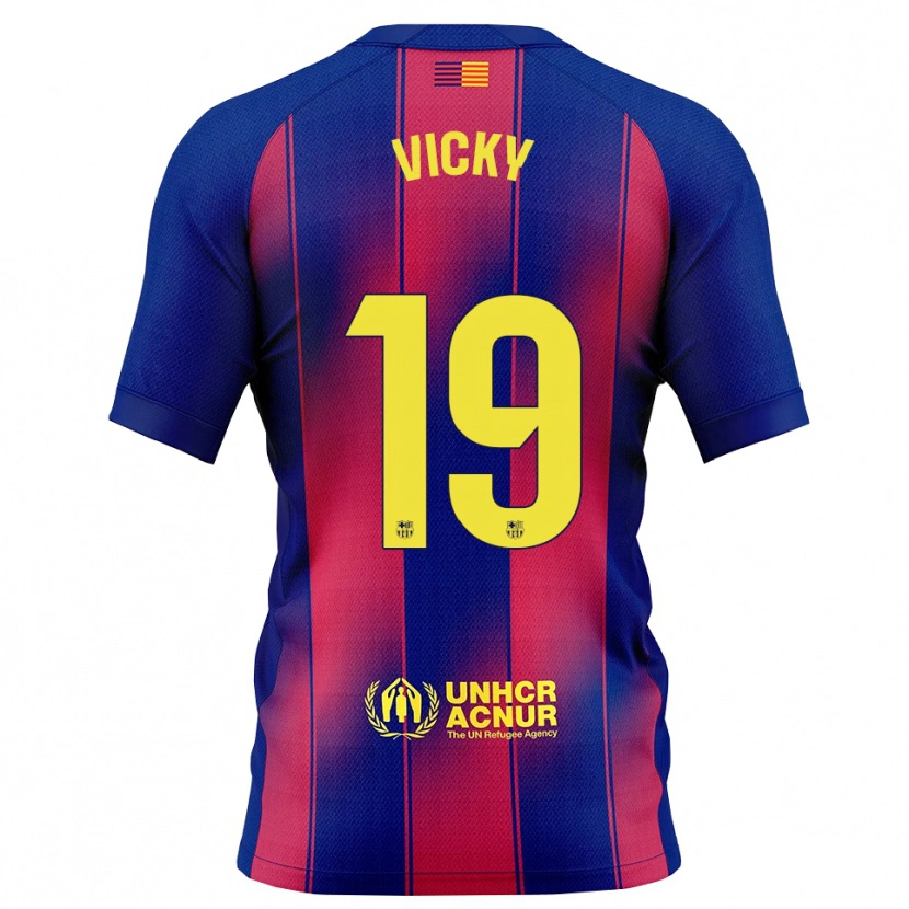 Danxen Børn Vicky López #19 Blå Rød Hjemmebane Spillertrøjer 2025/26 Trøje T-Shirt