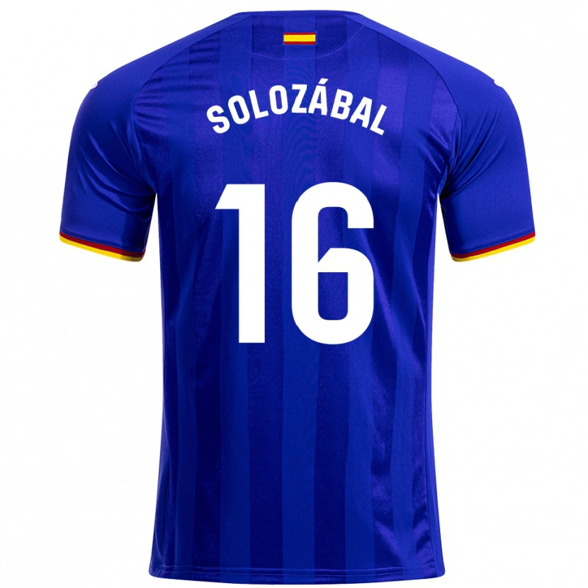 Danxen Børn Hugo Solozábal #16 Blå Rød Gul Hjemmebane Spillertrøjer 2025/26 Trøje T-Shirt