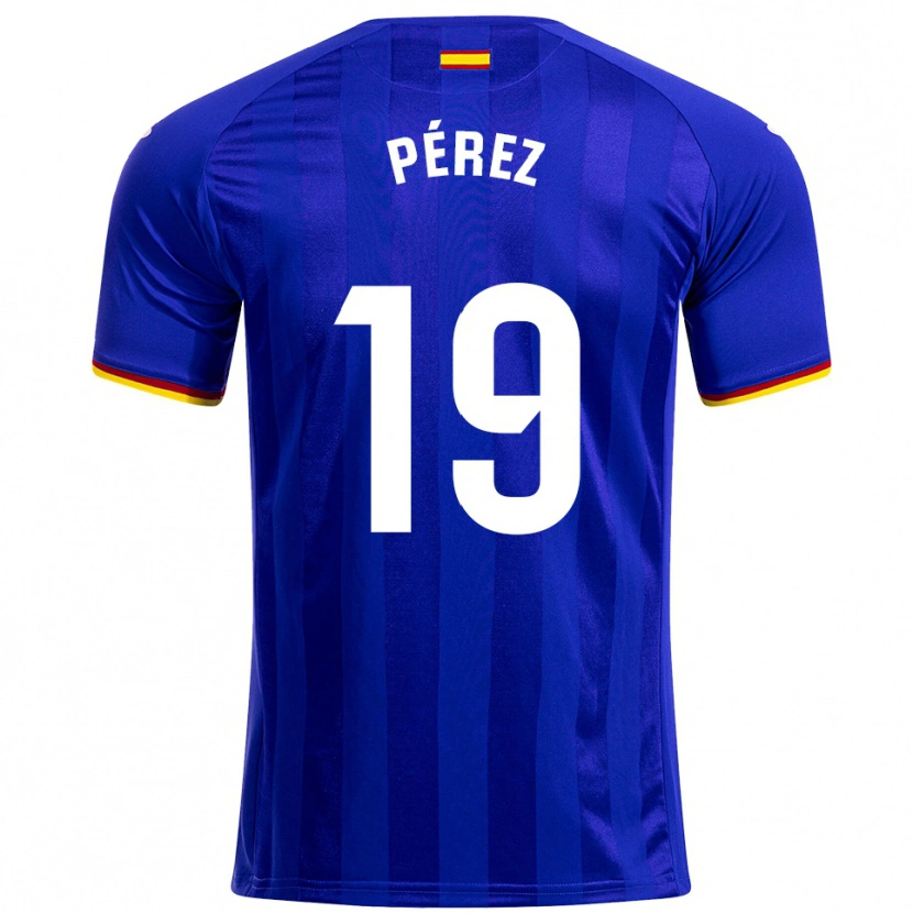 Danxen Børn Joselu Pérez #19 Blå Rød Gul Hjemmebane Spillertrøjer 2025/26 Trøje T-Shirt