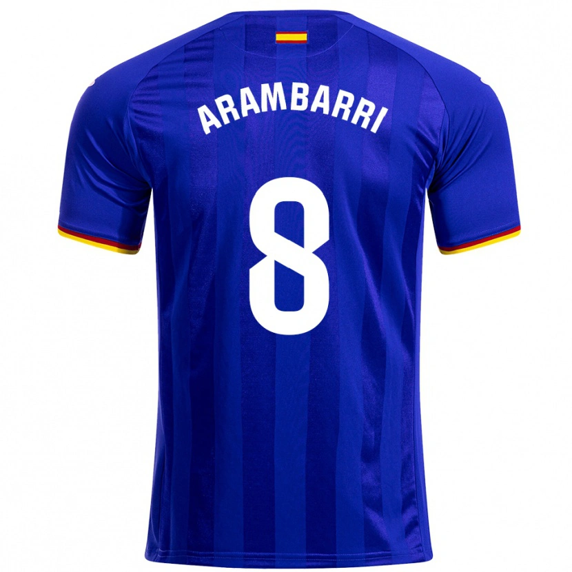 Danxen Børn Mauro Arambarri #8 Blå Rød Gul Hjemmebane Spillertrøjer 2025/26 Trøje T-Shirt