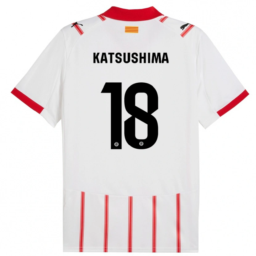 Danxen Børn Shinnosuke Katsushima #18 Hvid Rød Hjemmebane Spillertrøjer 2025/26 Trøje T-Shirt