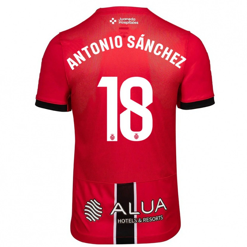 Danxen Børn Antonio Sánchez #18 Rød Sort Hjemmebane Spillertrøjer 2025/26 Trøje T-Shirt