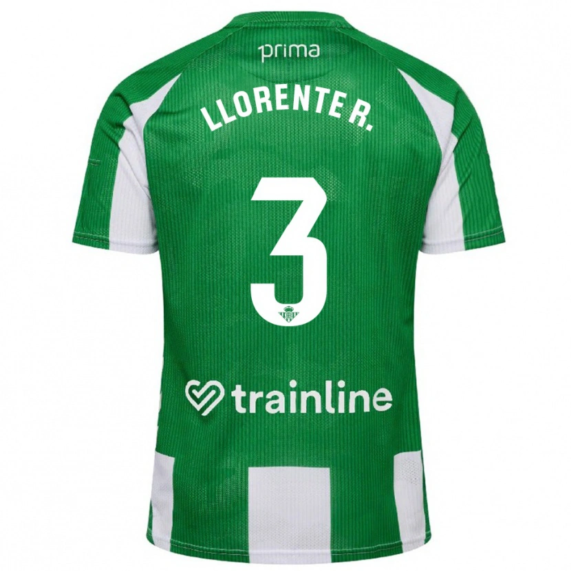Danxen Børn Diego Llorente #3 Grøn Hvid Hjemmebane Spillertrøjer 2025/26 Trøje T-Shirt