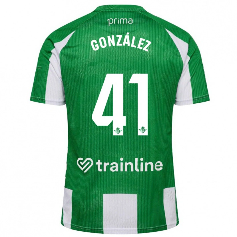 Danxen Børn Manu González #41 Grøn Hvid Hjemmebane Spillertrøjer 2025/26 Trøje T-Shirt