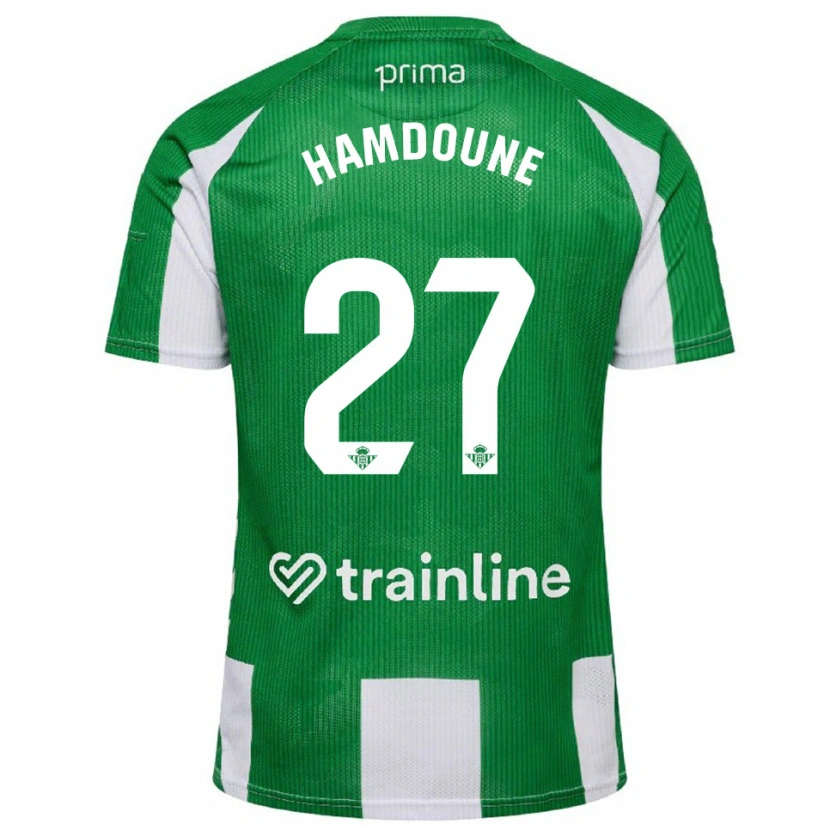 Danxen Børn Mohamed Hamdoune #27 Grøn Hvid Hjemmebane Spillertrøjer 2025/26 Trøje T-Shirt
