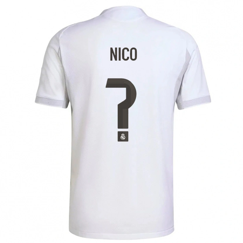 Danxen Børn Nico Sánchez #0 Hvid Gul Hjemmebane Spillertrøjer 2025/26 Trøje T-Shirt