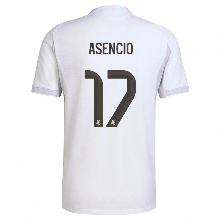 Danxen Børn Raúl Asencio #17 Hvid Gul Hjemmebane Spillertrøjer 2025/26 Trøje T-Shirt