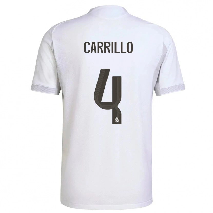 Danxen Børn Alvaro Carrillo #4 Hvid Gul Hjemmebane Spillertrøjer 2025/26 Trøje T-Shirt