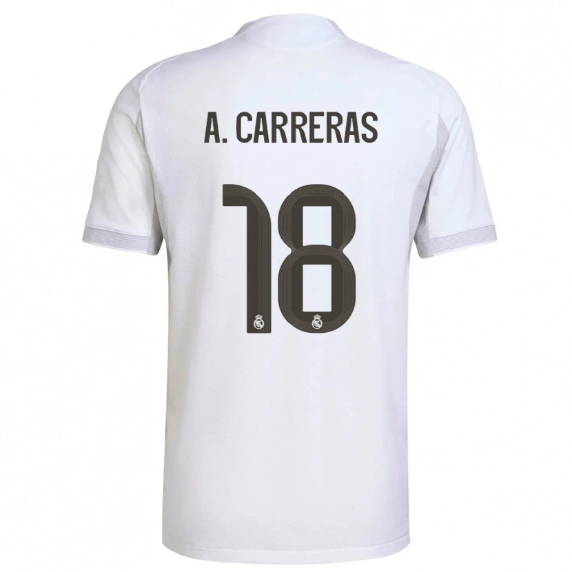 Danxen Børn Álvaro Carreras #18 Hvid Gul Hjemmebane Spillertrøjer 2025/26 Trøje T-Shirt