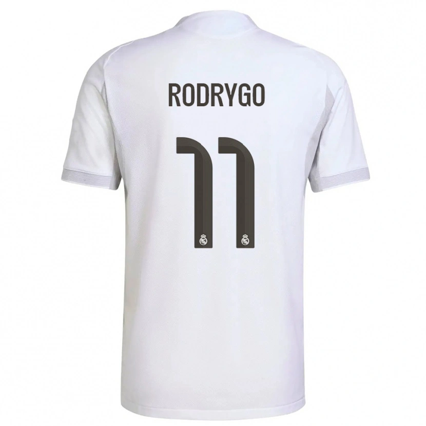 Danxen Børn Rodrygo #11 Hvid Gul Hjemmebane Spillertrøjer 2025/26 Trøje T-Shirt