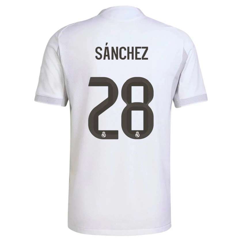 Danxen Børn Álex Sánchez #28 Hvid Gul Hjemmebane Spillertrøjer 2025/26 Trøje T-Shirt