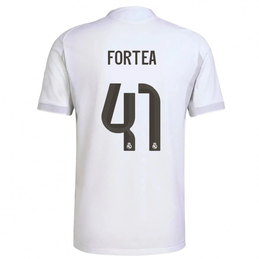 Danxen Børn Jesús Fortea #41 Hvid Gul Hjemmebane Spillertrøjer 2025/26 Trøje T-Shirt