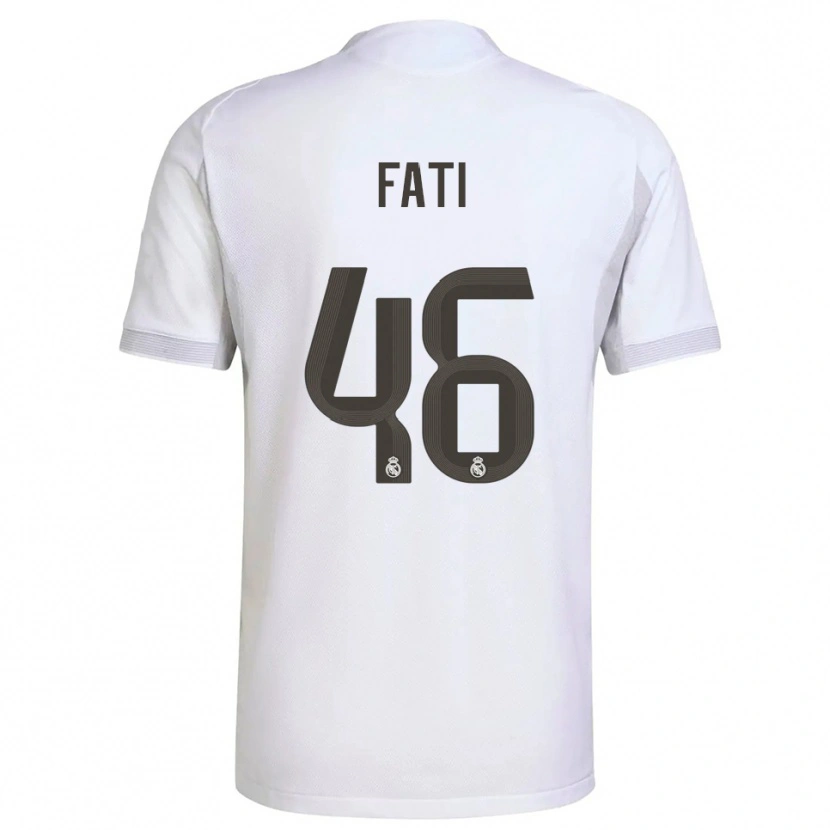Danxen Børn Lamini Fati #46 Hvid Gul Hjemmebane Spillertrøjer 2025/26 Trøje T-Shirt
