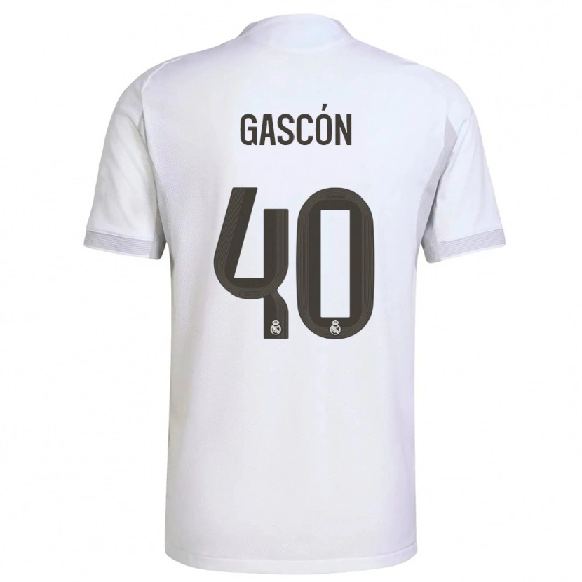 Danxen Børn Ignacio Gascón #40 Hvid Gul Hjemmebane Spillertrøjer 2025/26 Trøje T-Shirt