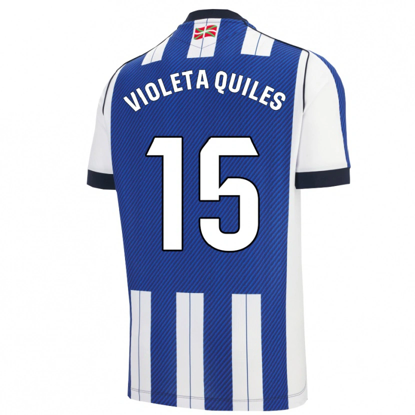 Danxen Børn Violeta Quiles #15 Blå Hvid Hjemmebane Spillertrøjer 2025/26 Trøje T-Shirt