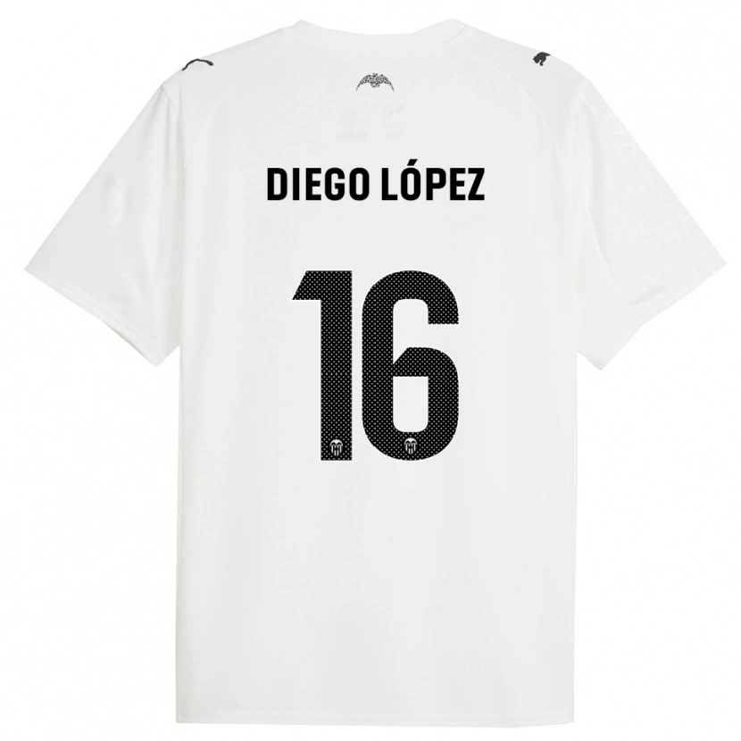 Danxen Børn Diego López #16 Hvid Sort Hjemmebane Spillertrøjer 2025/26 Trøje T-Shirt