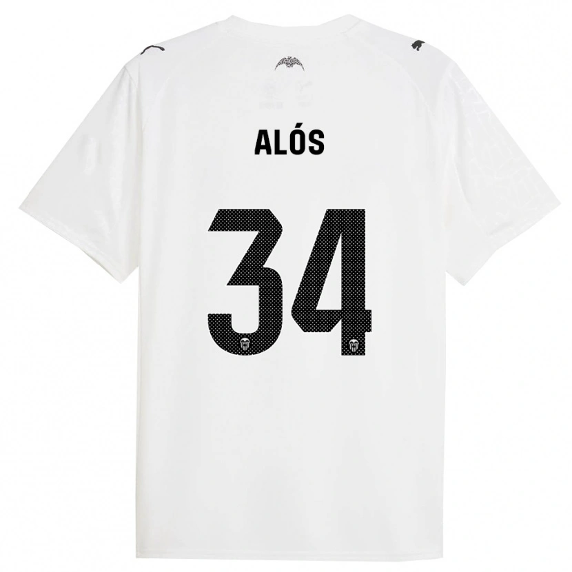 Danxen Børn Carlos Alós #34 Hvid Sort Hjemmebane Spillertrøjer 2025/26 Trøje T-Shirt
