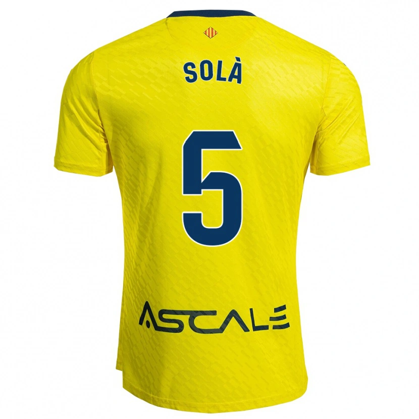 Danxen Børn Arnau Solà #5 Gul Navy Hjemmebane Spillertrøjer 2025/26 Trøje T-Shirt