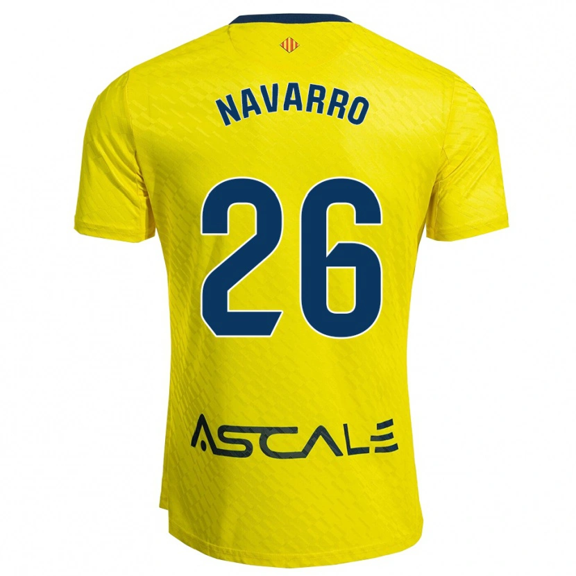 Danxen Børn Pau Navarro #26 Gul Navy Hjemmebane Spillertrøjer 2025/26 Trøje T-Shirt