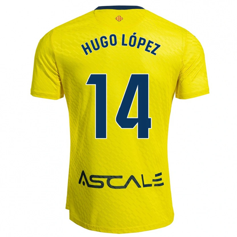 Danxen Børn Hugo López #14 Gul Navy Hjemmebane Spillertrøjer 2025/26 Trøje T-Shirt