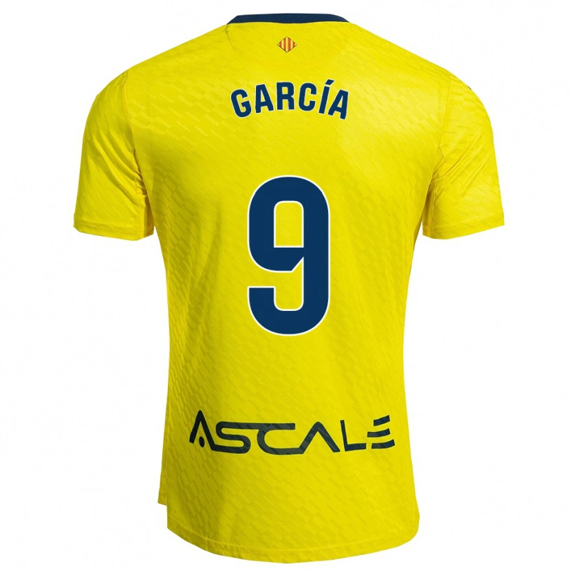 Danxen Børn Albert García #9 Gul Navy Hjemmebane Spillertrøjer 2025/26 Trøje T-Shirt
