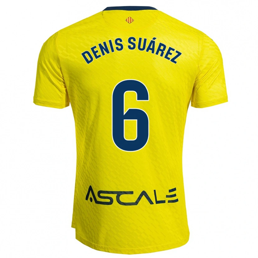 Danxen Børn Denis Suárez #6 Gul Navy Hjemmebane Spillertrøjer 2025/26 Trøje T-Shirt