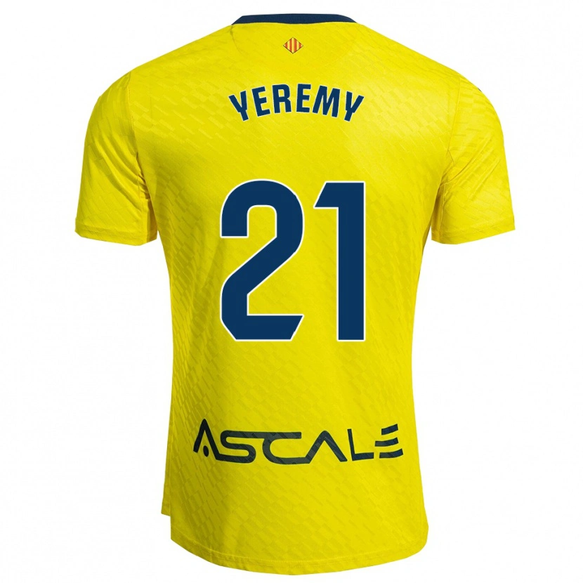 Danxen Børn Yéremy Pino #21 Gul Navy Hjemmebane Spillertrøjer 2025/26 Trøje T-Shirt