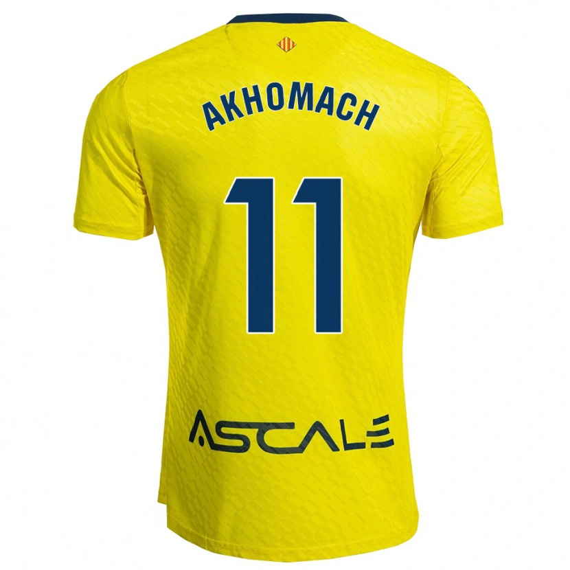 Danxen Børn Ilias Akhomach #11 Gul Navy Hjemmebane Spillertrøjer 2025/26 Trøje T-Shirt