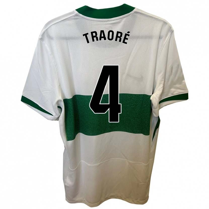 Danxen Børn Bakary Traoré #4 Hvid Grøn Hjemmebane Spillertrøjer 2025/26 Trøje T-Shirt