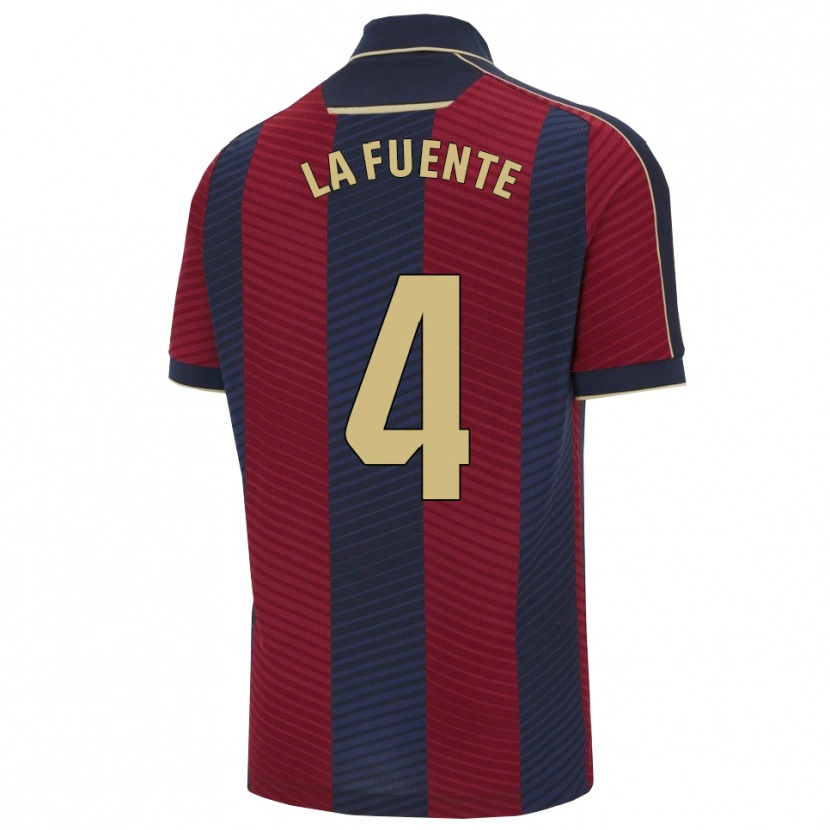 Danxen Børn Adrián De La Fuente #4 Rød Navy Hjemmebane Spillertrøjer 2025/26 Trøje T-Shirt