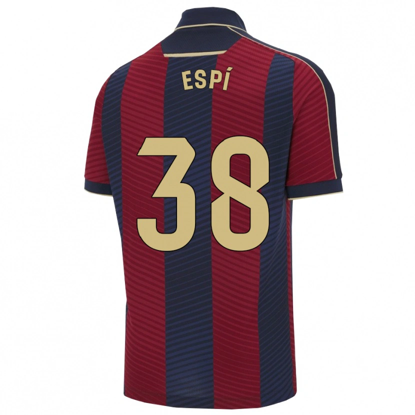 Danxen Børn Carlos Espí #38 Rød Navy Hjemmebane Spillertrøjer 2025/26 Trøje T-Shirt